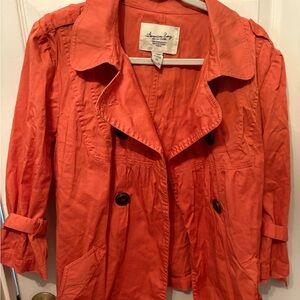 American Rag Orange Trench Coat‎ with 3/4 Sleeves